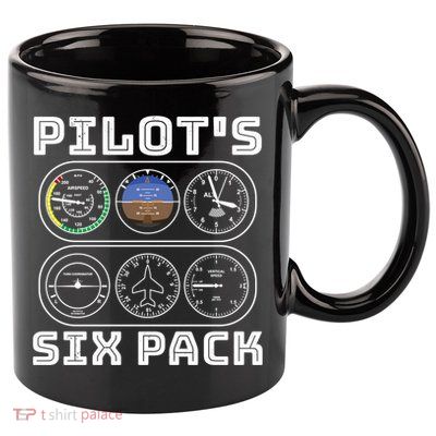 Fun Pilots Sixpack Flight Instruts Six Pack Great Gift 11oz C Handle Ceramic Mug