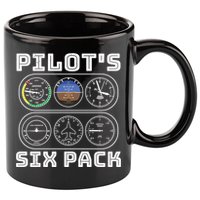 Fun Pilots Sixpack Flight Instruts Six Pack Great Gift 11oz C Handle Ceramic Mug