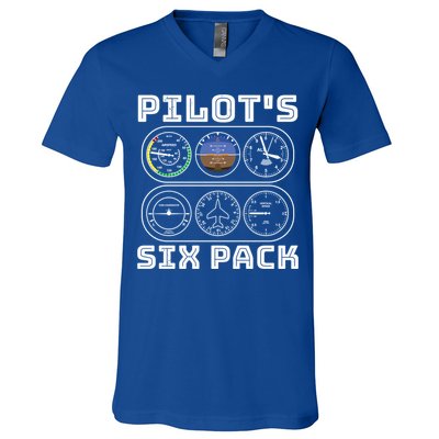 Fun Pilots Sixpack Flight Instruts Six Pack Great Gift V-Neck T-Shirt
