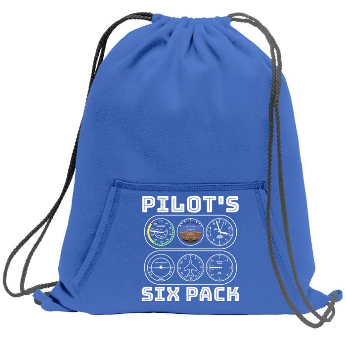 Fun Pilots Sixpack Flight Instruts Six Pack Great Gift Sweatshirt Cinch Pack Bag