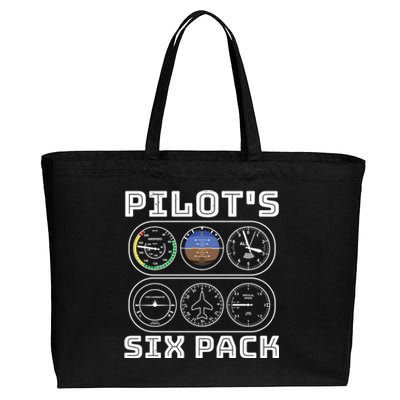 Fun Pilots Sixpack Flight Instruts Six Pack Great Gift Cotton Canvas Jumbo Tote