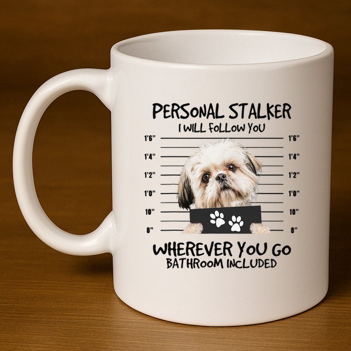 Funny Personal Stalker Shih Tzu Dog Lover 11oz C Handle Ceramic Mug