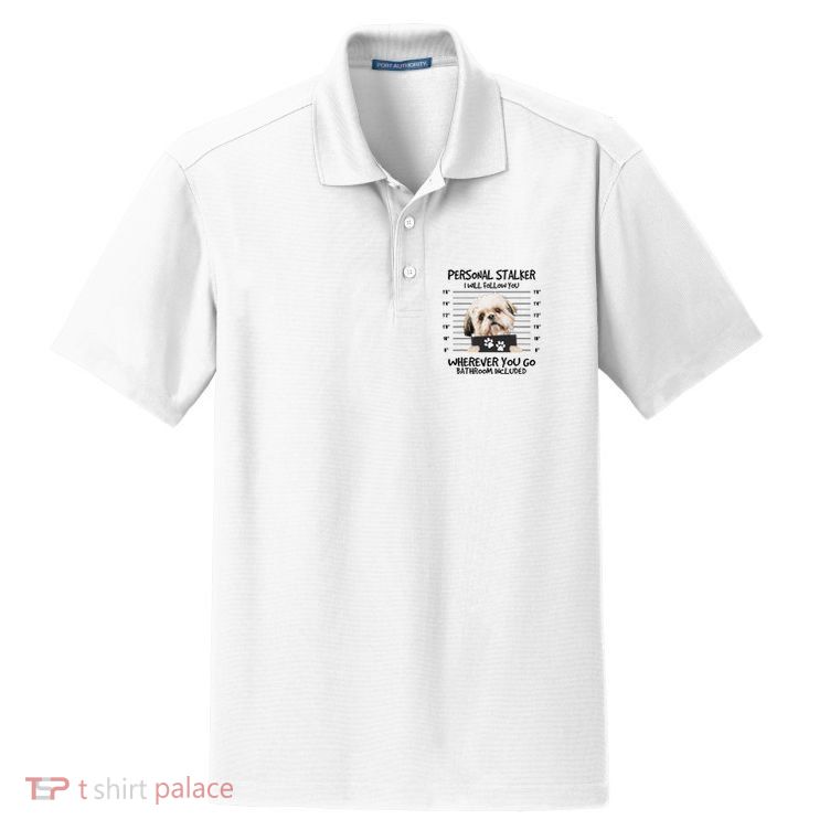 Funny Personal Stalker Shih Tzu Dog Lover Dry Zone Grid Polo