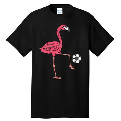 Flamingo Playing Soccer Football Player Tall T-Shirt