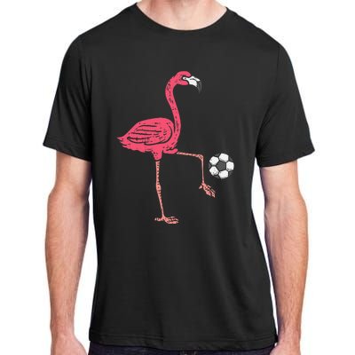 Flamingo Playing Soccer Football Player Adult ChromaSoft Performance T-Shirt