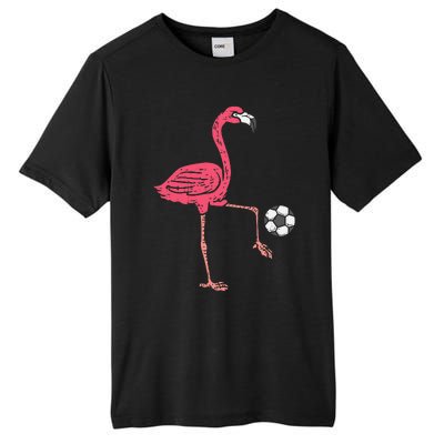 Flamingo Playing Soccer Football Player Tall Fusion ChromaSoft Performance T-Shirt