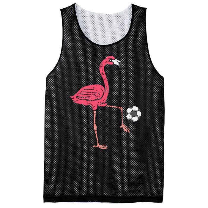 Flamingo Playing Soccer Football Player Mesh Reversible Basketball Jersey Tank