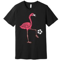 Flamingo Playing Soccer Football Player Premium T-Shirt