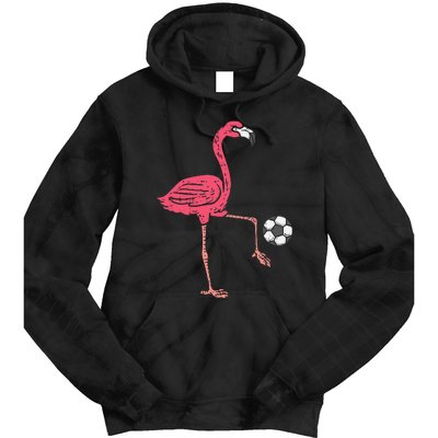 Flamingo Playing Soccer Football Player Tie Dye Hoodie