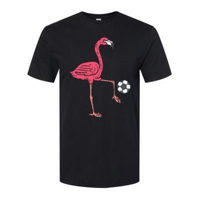 Flamingo Playing Soccer Football Player Softstyle CVC T-Shirt