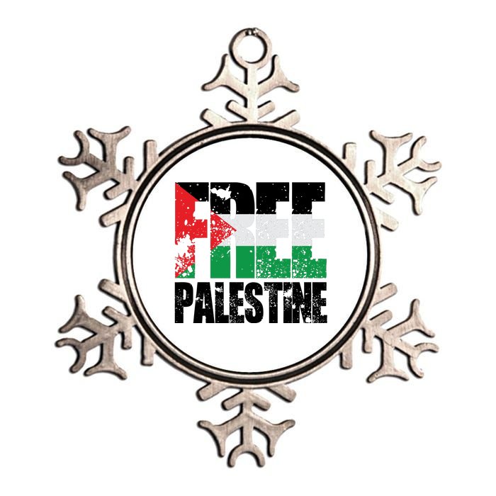 Free Palestine Support Palestine Gaza Jerusalem Metallic Star Ornament