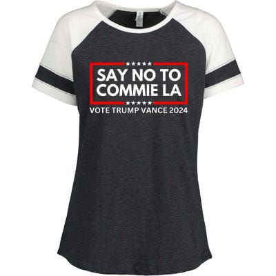 Funny Political Say No To Commie La Vote Trump Vance 2024 Enza Ladies Jersey Colorblock Tee