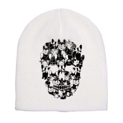 Funny Pitbull Skull Dog Skeleton Halloween Short Acrylic Beanie