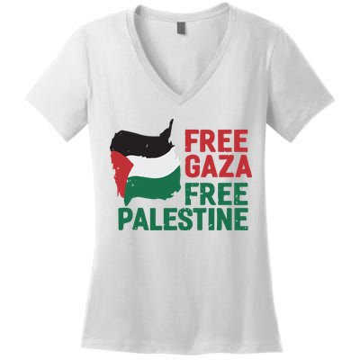 Free Palestine Stand With Palestine Activist Equality Women's V-Neck T-Shirt
