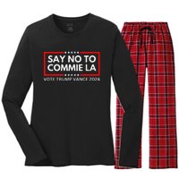 Funny Political Say No To Commie La Vote Trump Vance 2024 Women's Long Sleeve Flannel Pajama Set 