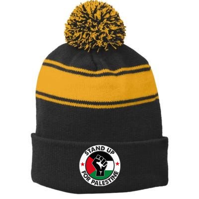 Free Palestine Stand up For Palestine Stripe Pom Pom Beanie