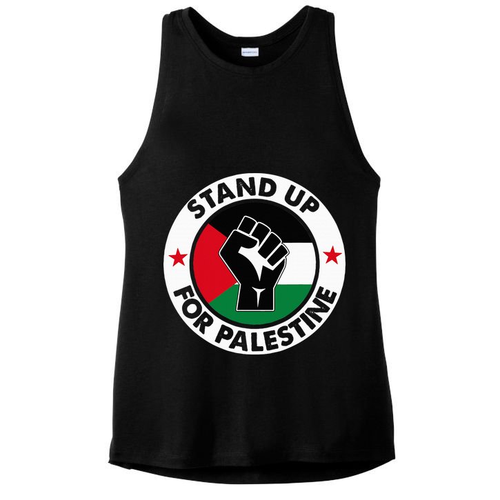 Free Palestine Stand up For Palestine Ladies PosiCharge Tri-Blend Wicking Tank