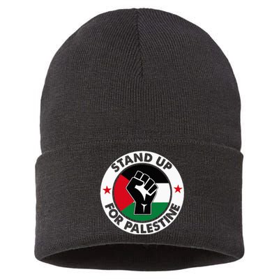 Free Palestine Stand up For Palestine Sustainable Knit Beanie