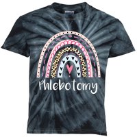 Funny Phlebotomy Squad Phlebotomy Tech Rainbow Boho Leopard Kids Tie-Dye T-Shirt