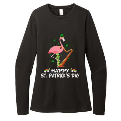 Flamingo Plus Size St Patricks Day Womens CVC Long Sleeve Shirt