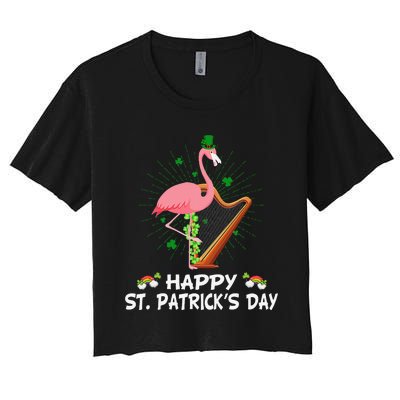 Flamingo Plus Size St Patricks Day Women's Crop Top Tee