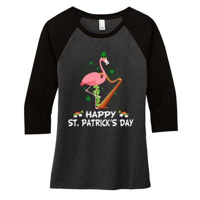 Flamingo Plus Size St Patricks Day Women's Tri-Blend 3/4-Sleeve Raglan Shirt