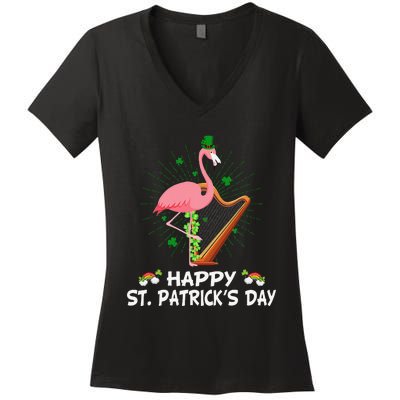 Flamingo Plus Size St Patricks Day Women's V-Neck T-Shirt