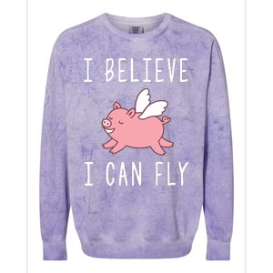 Flying Pig Shirts When Pigs Fly I Believe I Can Fly Colorblast Crewneck Sweatshirt