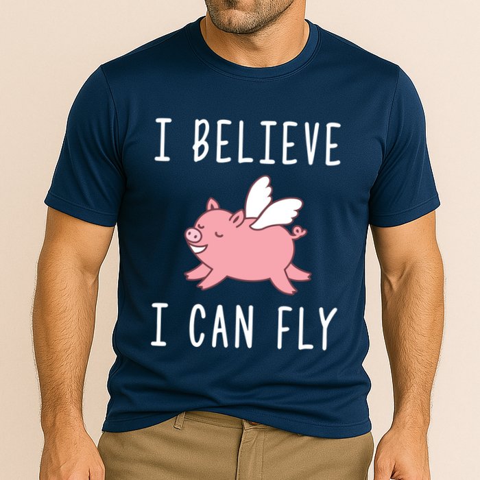 Flying Pig Shirts When Pigs Fly I Believe I Can Fly Cooling Performance Crew T-Shirt