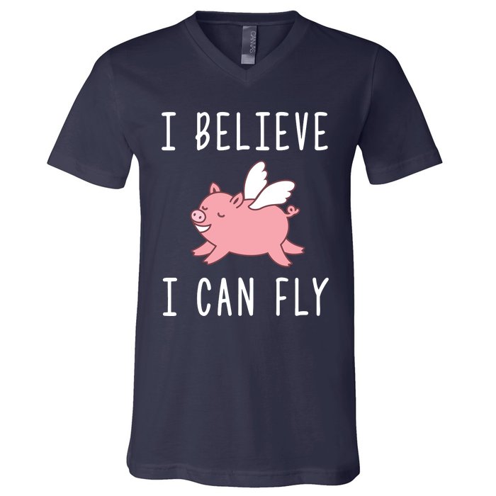 Flying Pig Shirts When Pigs Fly I Believe I Can Fly V-Neck T-Shirt