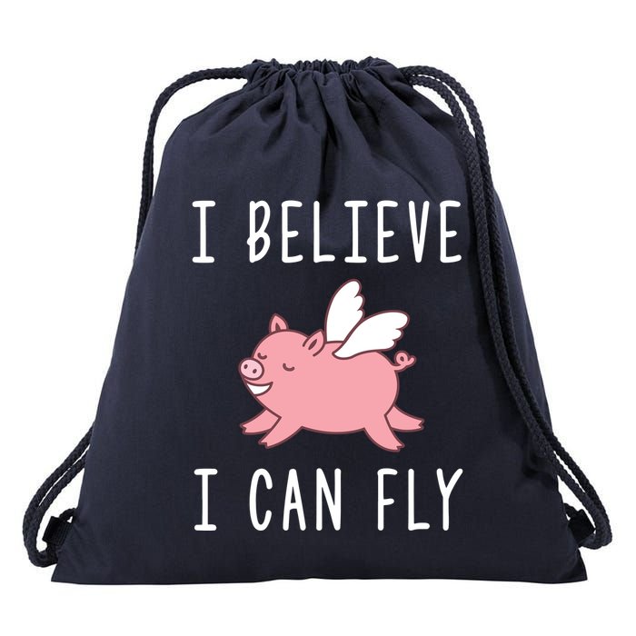 Flying Pig Shirts When Pigs Fly I Believe I Can Fly Drawstring Bag