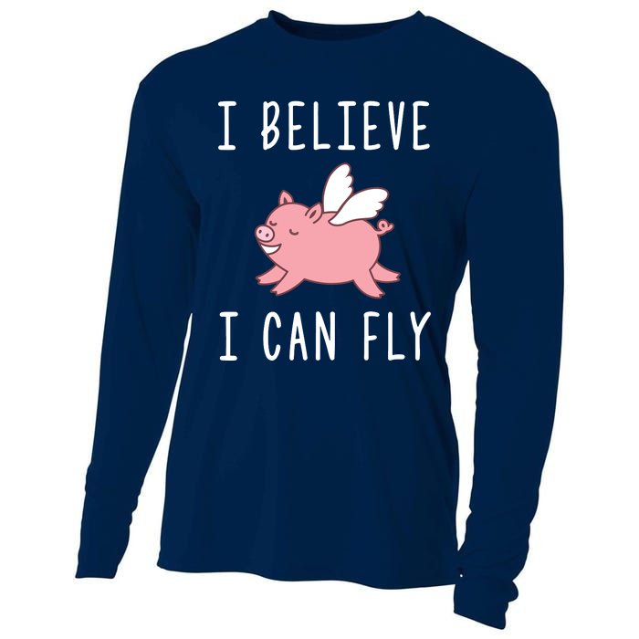 Flying Pig Shirts When Pigs Fly I Believe I Can Fly Cooling Performance Long Sleeve Crew