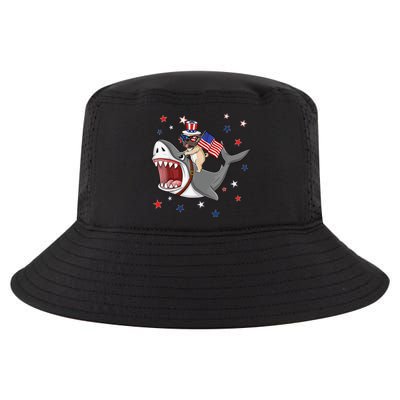 Funny Pug Shark 4th Of July Dog Mom Dad Puppy Lover Cool Comfort Performance Bucket Hat