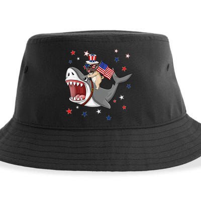 Funny Pug Shark 4th Of July Dog Mom Dad Puppy Lover Sustainable Bucket Hat