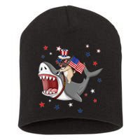 Funny Pug Shark 4th Of July Dog Mom Dad Puppy Lover Short Acrylic Beanie