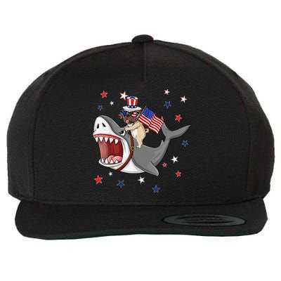 Funny Pug Shark 4th Of July Dog Mom Dad Puppy Lover Wool Snapback Cap