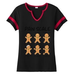 Funny Pain Scale Nurse Christmas Gingerbread Xmas Holiday Ladies Halftime Notch Neck Tee