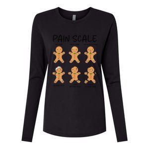 Funny Pain Scale Nurse Christmas Gingerbread Xmas Holiday Womens Cotton Relaxed Long Sleeve T-Shirt