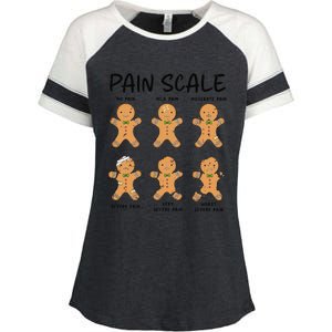 Funny Pain Scale Nurse Christmas Gingerbread Xmas Holiday Enza Ladies Jersey Colorblock Tee