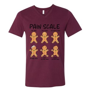 Funny Pain Scale Nurse Christmas Gingerbread Xmas Holiday V-Neck T-Shirt