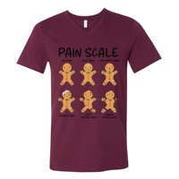 Funny Pain Scale Nurse Christmas Gingerbread Xmas Holiday V-Neck T-Shirt