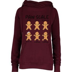 Funny Pain Scale Nurse Christmas Gingerbread Xmas Holiday Womens Funnel Neck Pullover Hood