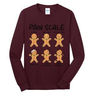 Funny Pain Scale Nurse Christmas Gingerbread Xmas Holiday Tall Long Sleeve T-Shirt