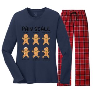 Funny Pain Scale Nurse Christmas Gingerbread Xmas Holiday Women's Long Sleeve Flannel Pajama Set 