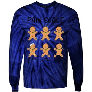 Funny Pain Scale Nurse Christmas Gingerbread Xmas Holiday Tie-Dye Long Sleeve Shirt