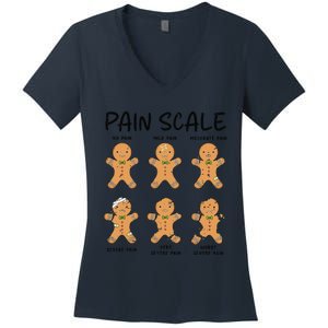 Funny Pain Scale Nurse Christmas Gingerbread Xmas Holiday Women's V-Neck T-Shirt