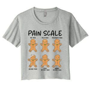 Funny Pain Scale Nurse Christmas Gingerbread Xmas Holiday Women's Crop Top Tee