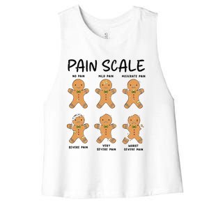 Funny Pain Scale Nurse Christmas Gingerbread Xmas Holiday Women's Racerback Cropped Tank