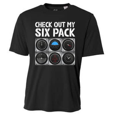 Funny Pilot Six Pack Aircraft Pilot Flying Airplane Cooling Performance Crew T-Shirt