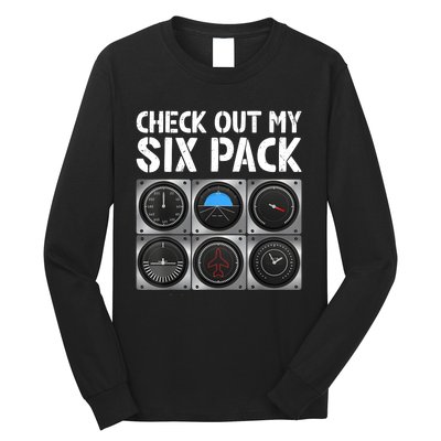 Funny Pilot Six Pack Aircraft Pilot Flying Airplane Long Sleeve Shirt